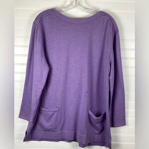 J Jill Boat Neck Long Sleeve Two Pocket Tunic Sweater Size XLP Lavender